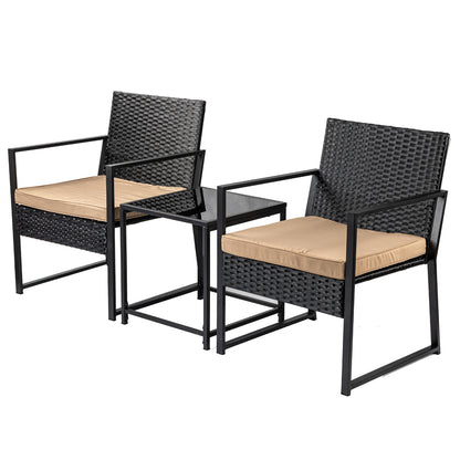 Aug guan 3-piece courtyard furniture set, wicker courtyard furniture set with coffee table, outdoor rattan dialogue set suitable for balcony, porch, garden, backyard, swimming pool edge