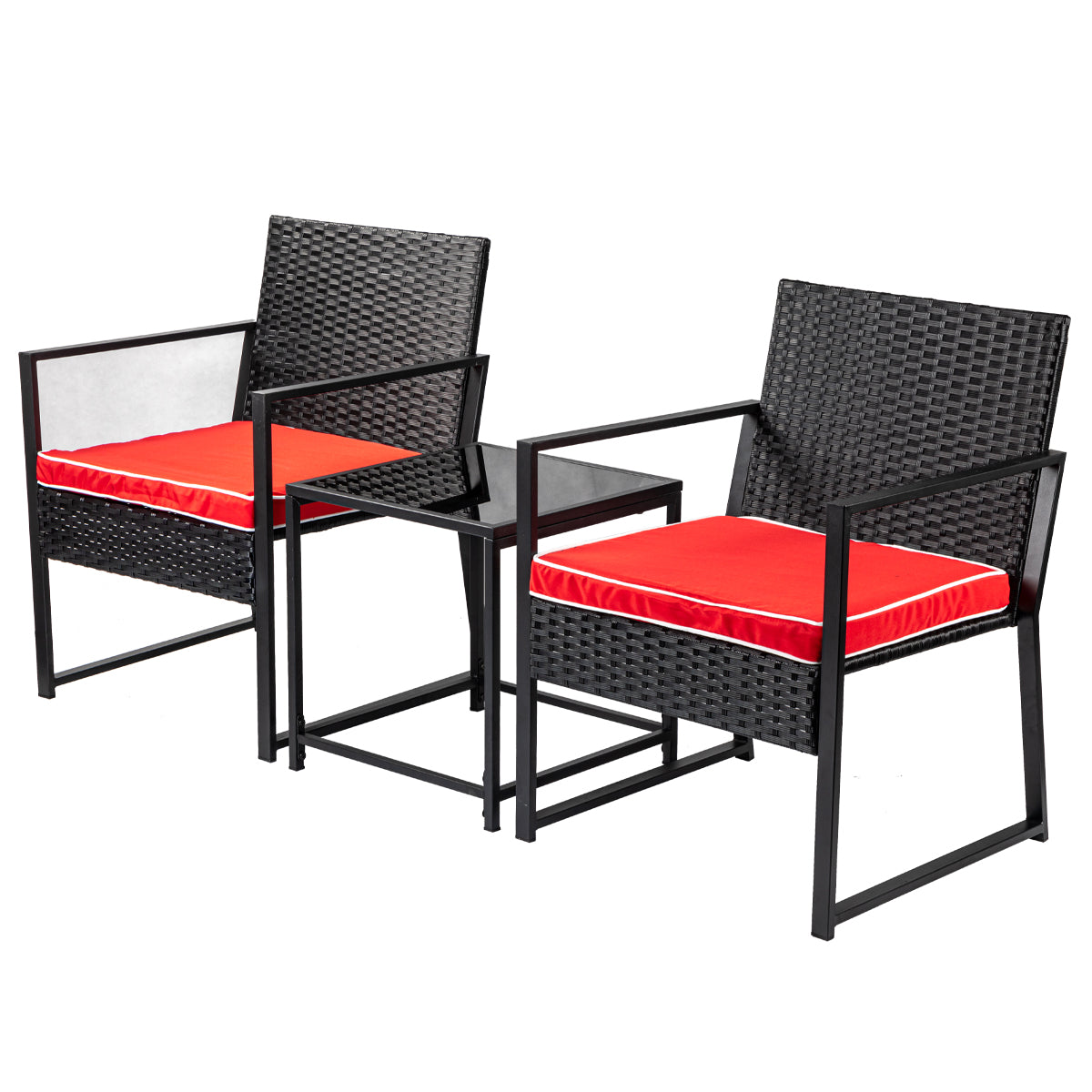 Aug guan 3-piece courtyard furniture set, wicker courtyard furniture set with coffee table, outdoor rattan dialogue set suitable for balcony, porch, garden, backyard, swimming pool edge