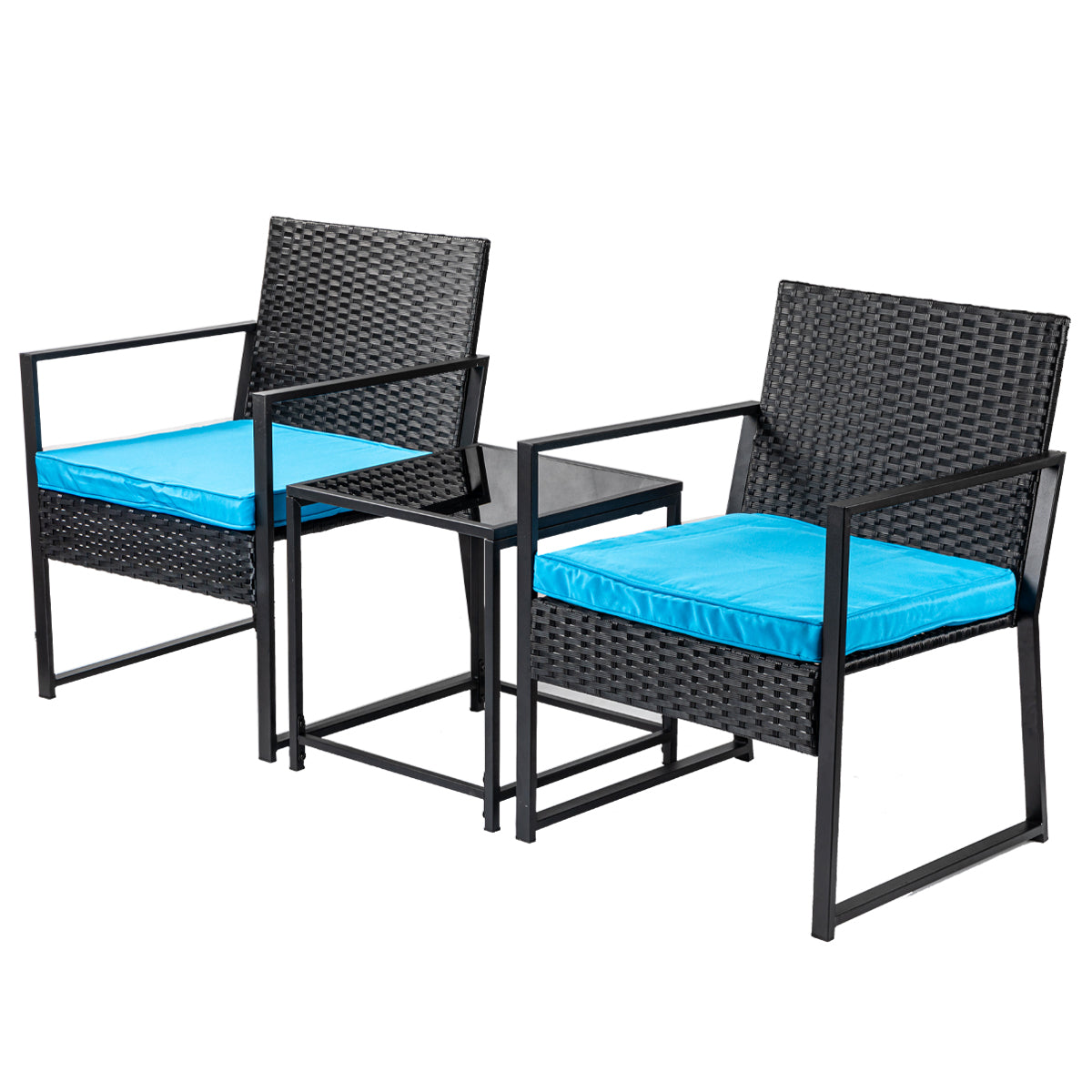 Aug guan 3-piece courtyard furniture set, wicker courtyard furniture set with coffee table, outdoor rattan dialogue set suitable for balcony, porch, garden, backyard, swimming pool edge