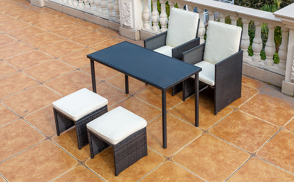 Aug guan 5 Pieces Outdoor Patio Wicker Furniture Conversation Set